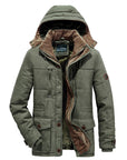 Plus Size Men's Cotton-padded Coat Multi-pocket Fleece-lined Thickened