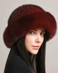 Mink Hair Hat Lady Braided Fur Winter  Women