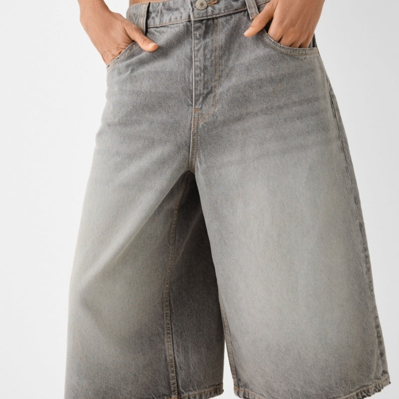 Women’s Low Waist Loose Denim Cropped Pants - Polyester Wide Leg Trousers (XS-3XL, Blue/Grey/Light Blue/Black) Casual Streetwear