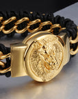 Titanium steel men's lion head gold-plated bracelet ( 3 to 7 Days shipping)