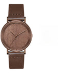 Wooden Watch Men – Natural Walnut Wood Quartz Analog Wristwatch with Leather Strap 3ATM Waterproof