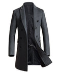 Men’s Woolen Slim-Fit Trench Coat – Classic Tailored Wool Overcoat
