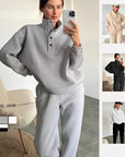 Oversized Solid Casual Pullovers Long Pant Set Warm HoodiE