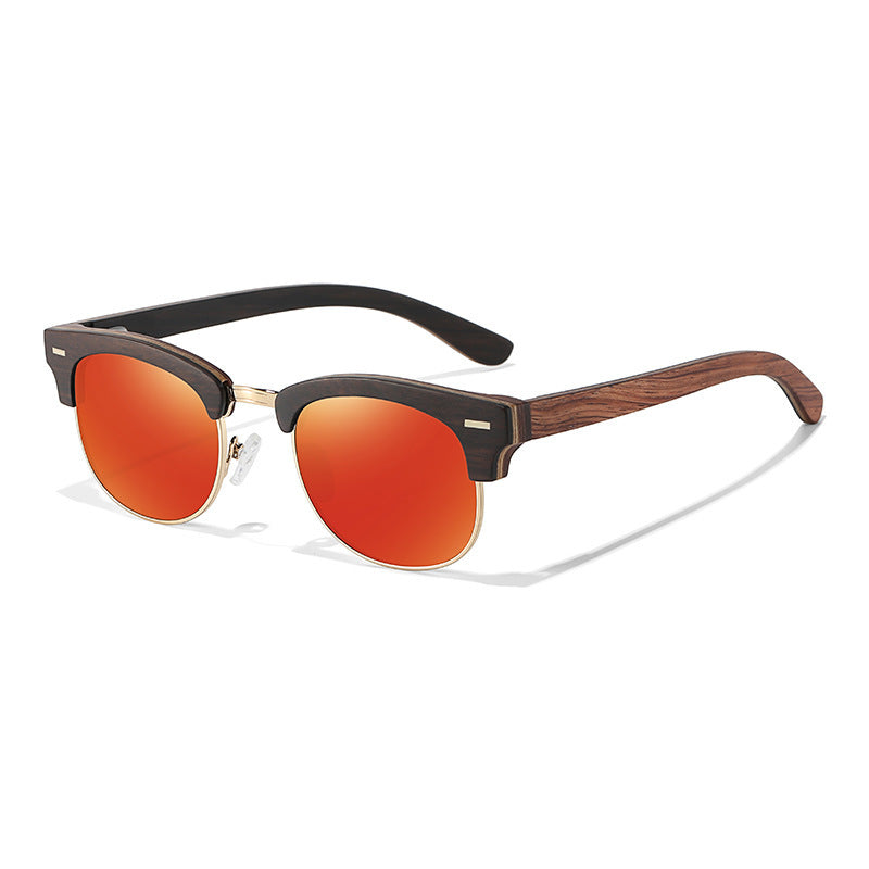 UV400 Semi-rimless Men&#39;s And Women&#39;s Polarized wooden Sunglasses