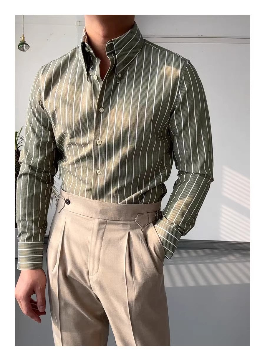 Business Long Sleeve Striped Shirt Men (3 to 7 Days shipping)