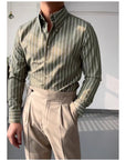 Business Long Sleeve Striped Shirt Men (3 to 7 Days shipping)