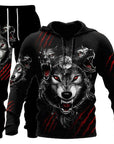 3D Wolf Print Tracksuit Men Sportswear Hooded Sweatsuit Two Piece Outdoors Running Fitness Mens Clothing Jogging Set AliFinds