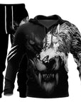 3D Wolf Print Tracksuit Men Sportswear Hooded Sweatsuit Two Piece Outdoors Running Fitness Mens Clothing Jogging Set AliFinds