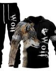 3D Wolf Print Tracksuit Men Sportswear Hooded Sweatsuit Two Piece Outdoors Running Fitness Mens Clothing Jogging Set AliFinds