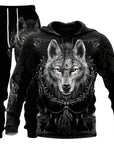 3D Wolf Print Tracksuit Men Sportswear Hooded Sweatsuit Two Piece Outdoors Running Fitness Mens Clothing Jogging Set AliFinds