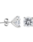 8mm Four-claw Zircon Sterling Silver Diamond Stud Earrings men