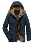 Plus Size Men's Cotton-padded Coat Multi-pocket Fleece-lined Thickened