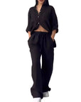 Women's Wide-leg Pants Lace-up Two-piece Suit