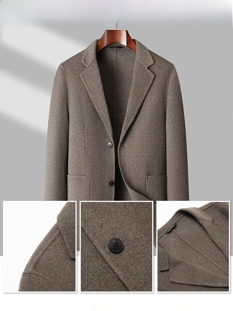 Men 70% Wool Slim Fit Business Suit Jacket – Premium Sheep Wool Blend Single-Breasted Blazer