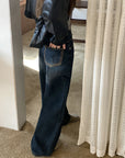 Low Waist Straight Retro Washed Worn Jeans