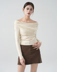 Women’s One-Shoulder Knitwear – Autumn/Winter Off-Shoulder Slim-Fit High-End Pullover Top