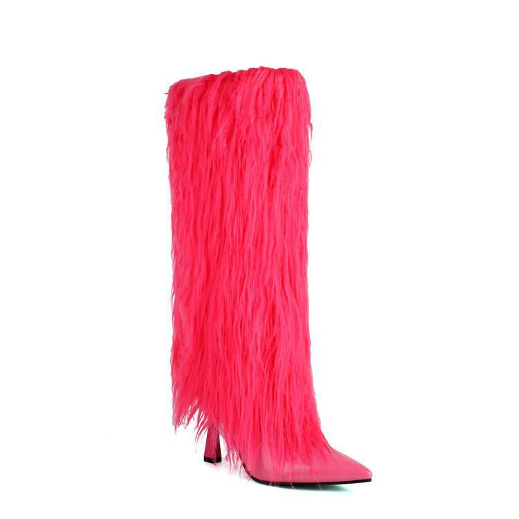 Women’s Tassel Stiletto Long Boots – Pointed-Toe Minimalist High-Heel Suede Fashion Boots