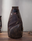 Men’s Genuine Cowhide Leather Chest Bag – Simple Retro Crossbody Satchel