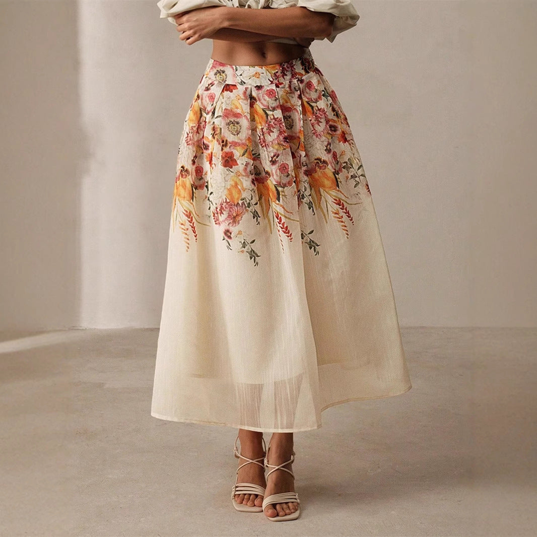 Women’s Gorgeous Elegant Bamboo Digital Printed Skirt – A-Line Mid-Length Style