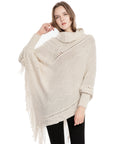 Acrylic Fringed Sweater High Collar Warm Sleeve Pullover Cloak