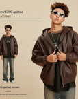 Retro Large Profile Leather Coat Men