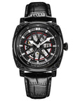 Men’s Stainless Steel Automatic Mechanical Watch – Leather Strap Classic Timepiece