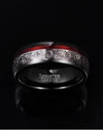 8mm Wide Electroplated Black Spiral Red Tungsten Steel Ring