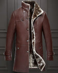 Men's Mid-length  Collar Sheepskin Thickened Fur Overcoat Coat