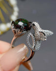 Natural Black Opal Ring For Women (3 to 7 days shipping)