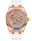 Men's Silicone Band Rainbow Diamond Automatic Mechanical Watch