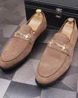 Men’s Genuine Leather Slip-On Shoes – Light Luxury Suede Beanie Loafers