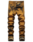 Stretch Tie Bleached Gold Denim Trousers   ( 3 TO 7 DAYS SHIPPING)