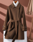 Women’s Reversible Cashmere Coat – Elegant Loose-Fit Wool Blend Outerwear