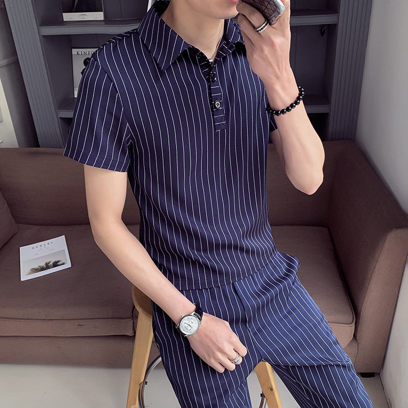 Men&#39;s short sleeve shorts suit two piece set