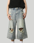 Men’s Distressed Washed Jeans – Loose Straight Fit