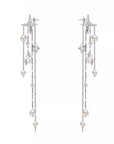 Asterism Pearl Tassel Earrings Long Light Luxury