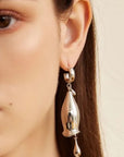 Women Gold & Silver Contrast Bell Earrings – Geometric Electroplated Copper Fashion Jewelry