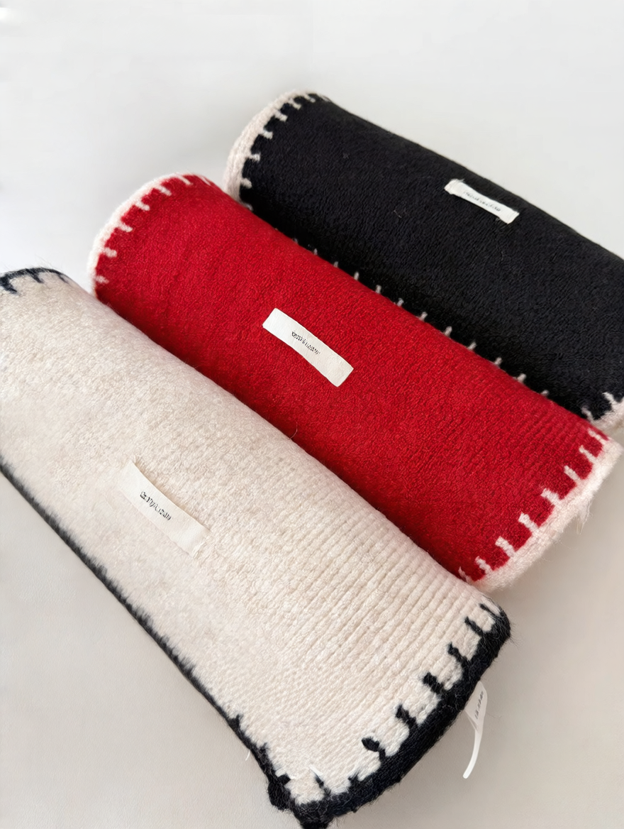 Women’s Wool Scarf Set – Soft Warm Color Block Winter Scarf with Gift Box, Long Windproof Wrap for Outdoor &amp; Everyday Wear