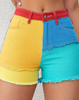 🌸 Floral Spliced Casual Shorts for Women – Playful & Stylish