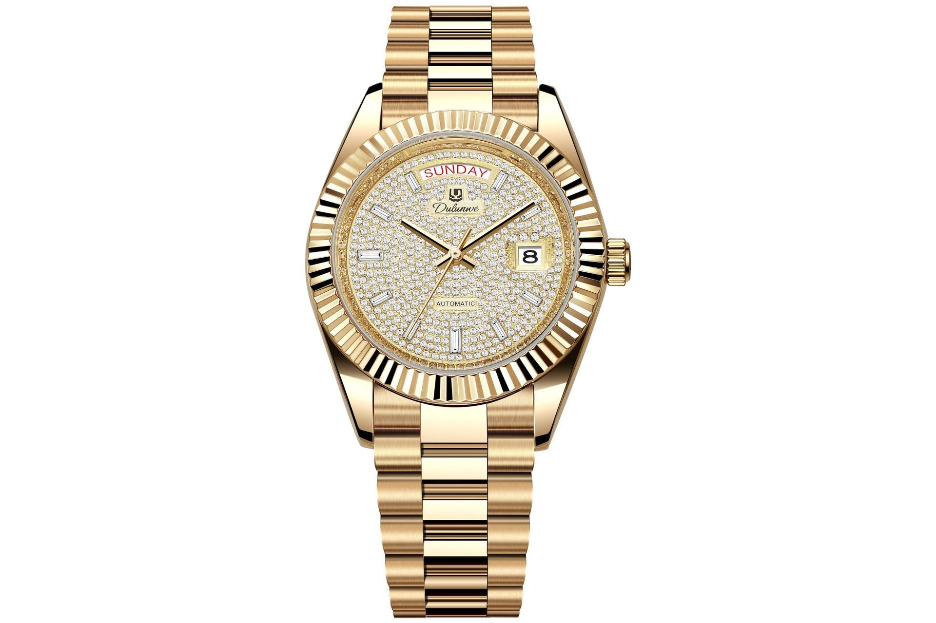 Men’s Automatic Calendar Watch – Stainless Steel Mechanical Timepiece with Day-Date Display, Mineral Crystal &amp; Waterproof Design