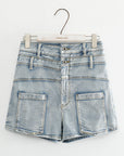 Women’s High-Waist Denim Hot Pants – Casual Light Blue Summer Staple