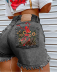 🌼 Women's Printed Denim Shorts – Street Style Summer Essential (100% Cotton) – Trendy & Comfortable