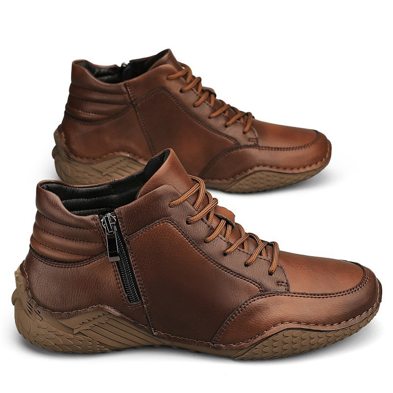 Martin Boots Genuine Leather Casual High-top Men&#39;s Fleece-lined