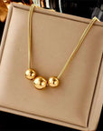 18K Gold Titanium Steel Metal Ball Necklace Vintage