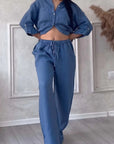 Women's Wide-leg Pants Lace-up Two-piece Suit