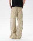 Men’s Loose Machete Pants - Wide Leg Cotton Trousers (Khaki/Gray, M-2XL) Straight Leg Comfort Fit with Elastic Waist
