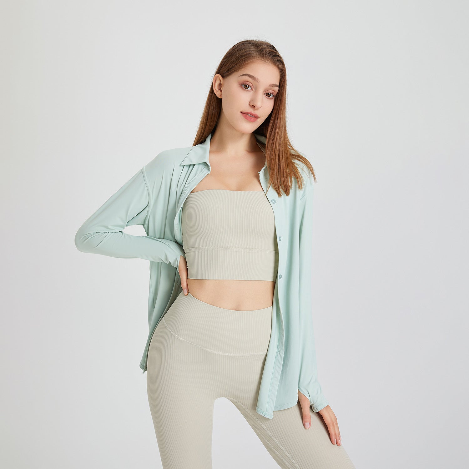 Women’s Workout Long Sleeve Blouse – Breathable Nylon Activewear