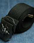 Men Canvas Skull Metal Belt