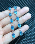 ✨ 925 Silver Natural Topaz Bracelet – 6x8mm Mozambique Gemstone Luxury Jewelry – 5 Stone Micro Inlay Design