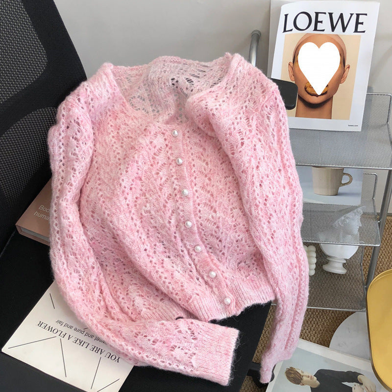 Women’s Fashionable Soft Mohair Knitted Sweater – Hollow Out Casual Style